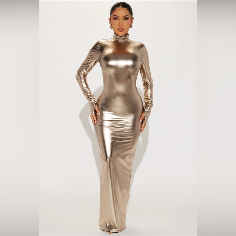 Gold Metallic stretchy dress